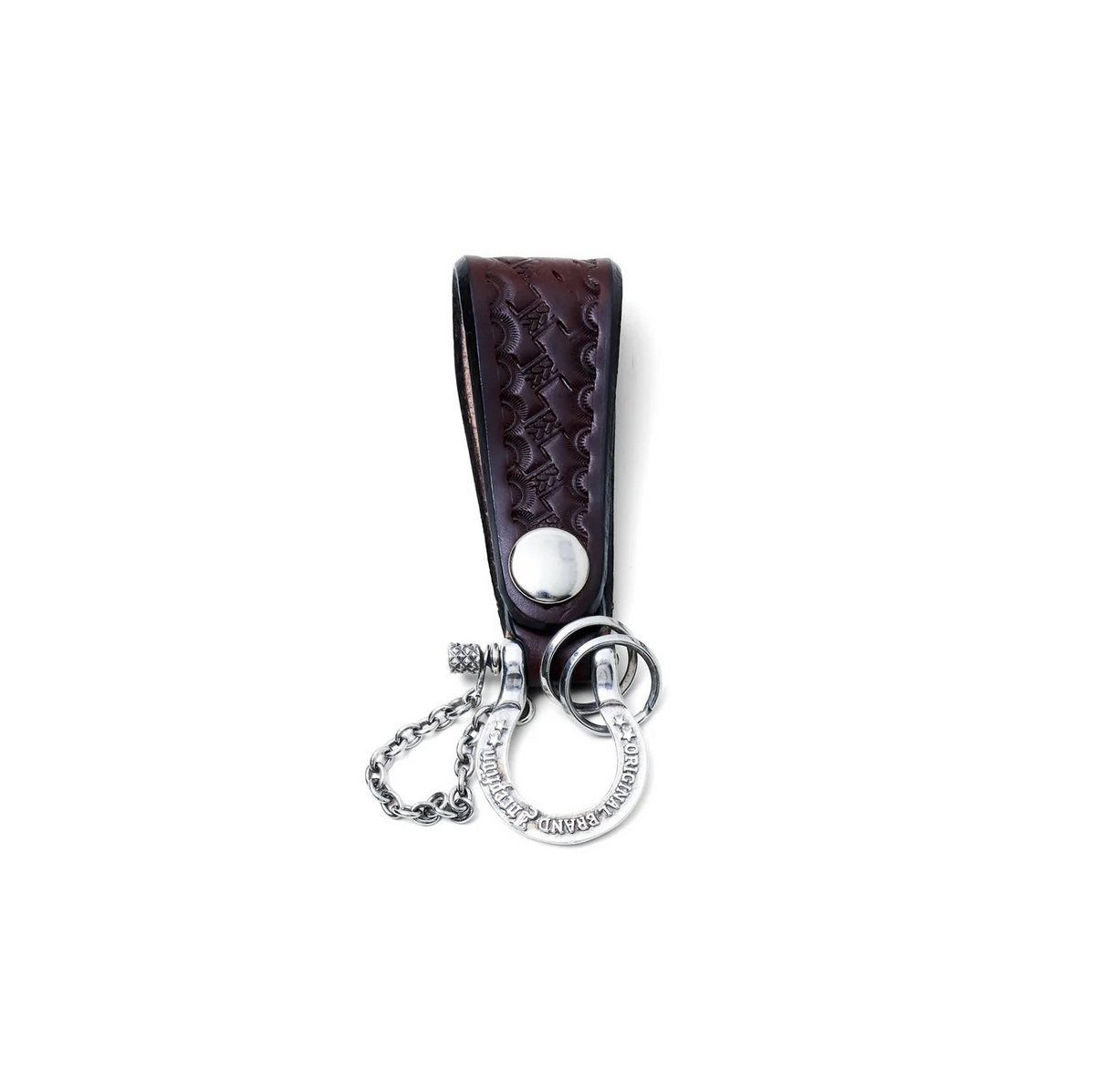 Inception - UK Saddle Leather Silver Plated Brass Shackle Key Holder Brown [IPSK-03]