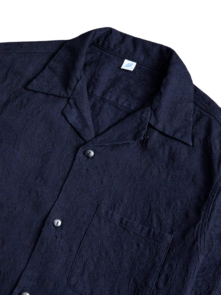 Pure Blue Japan - Woven Organic Cotton Paisley Jacquard Open Collar Shirt [2241-1] ON PREORDER*