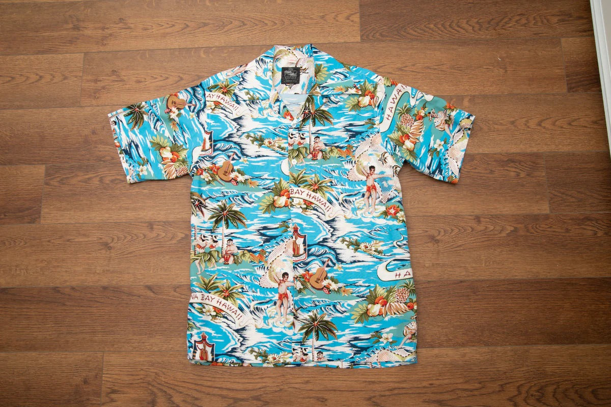 Kona Bay Aloha Shirt Blue Land Of Aloha