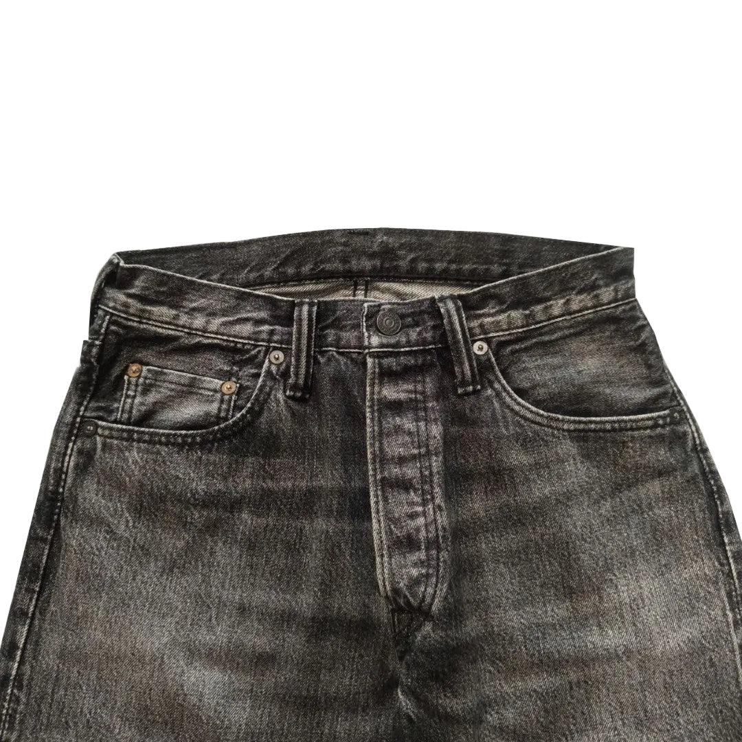 Pure Blue Japan - 14oz Natural Used Wash Regular Straight Black [USED-003-BK]