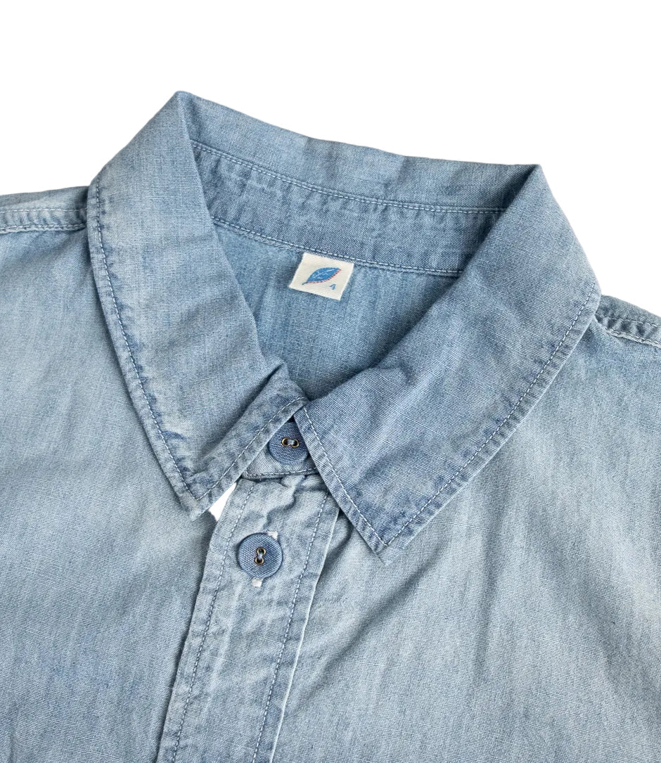 Pure Blue Japan - Chambray Short Sleeve Used Wash Shirt [SS-2243-UW]