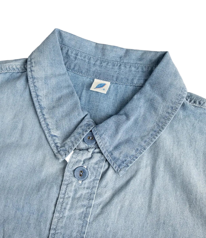 Pure Blue Japan - Chambray Short Sleeve Used Wash Shirt [SS-2243-UW]