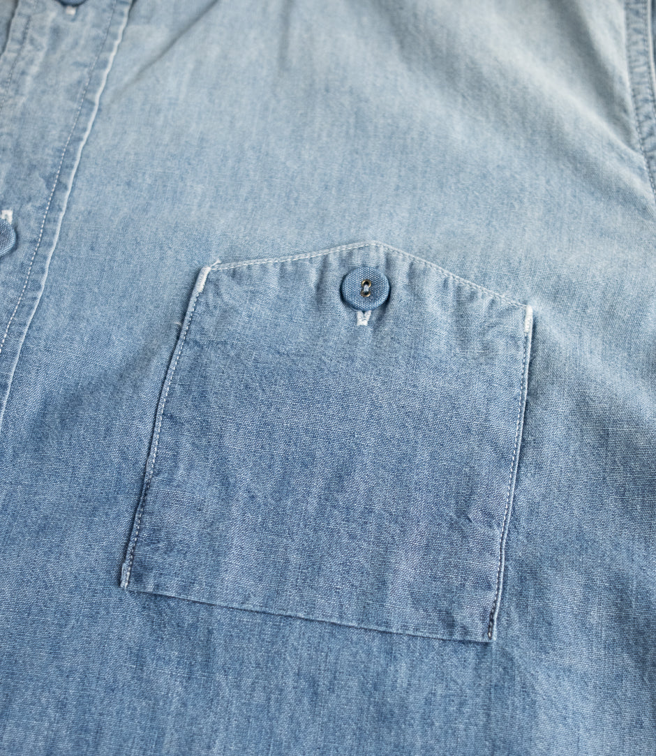 Pure Blue Japan - Chambray Short Sleeve Used Wash Shirt [SS-2243-UW]