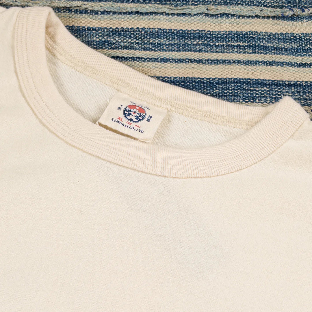 Samurai Jeans SJST26-105 Go Fly A Kite loopwheel tee, ivory, graphic print detail