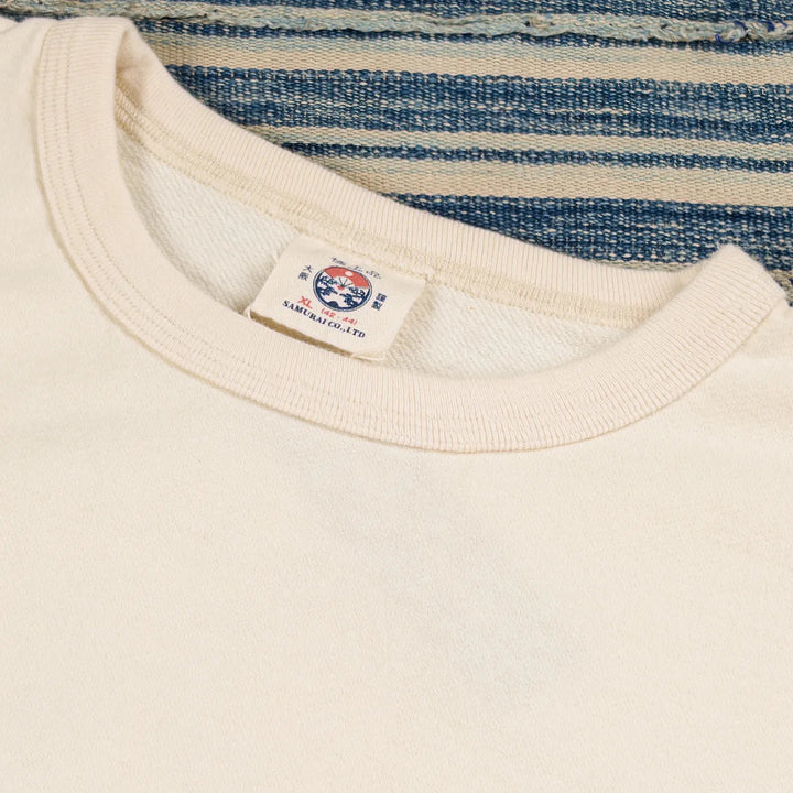Samurai Jeans SJST26-105 Go Fly A Kite loopwheel tee, ivory, graphic print detail
