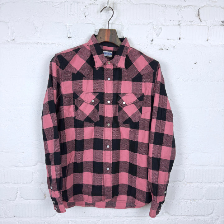 The Flat Head Block Check Western Flannel Shirt - Pink/Black [FN-SNW-101L]