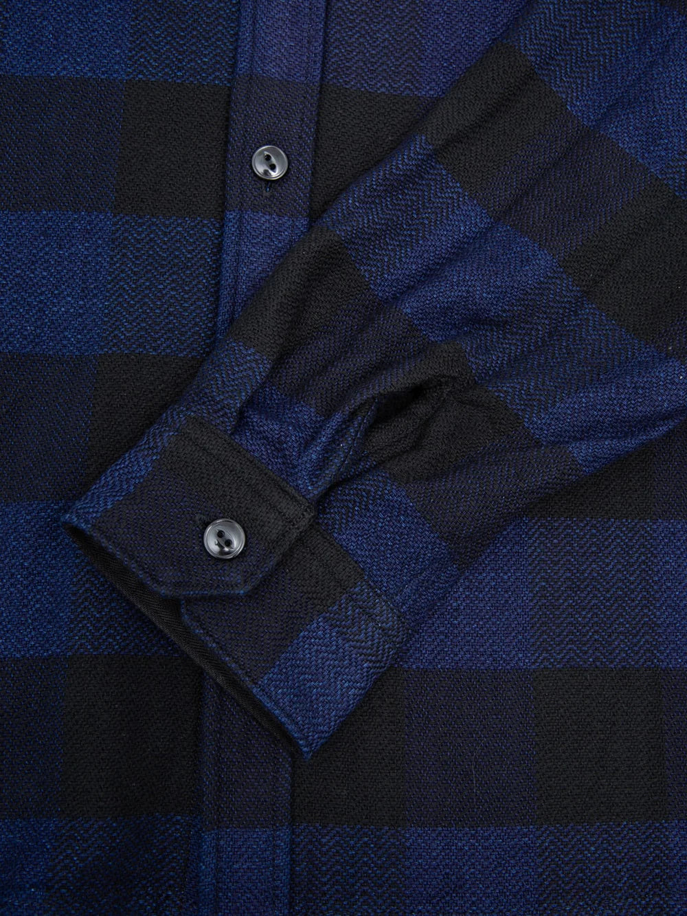 The Flat Head - Indigo Dyed Block Check Flannel Shirt Navy/Black [FN-SNR-101LSP]
