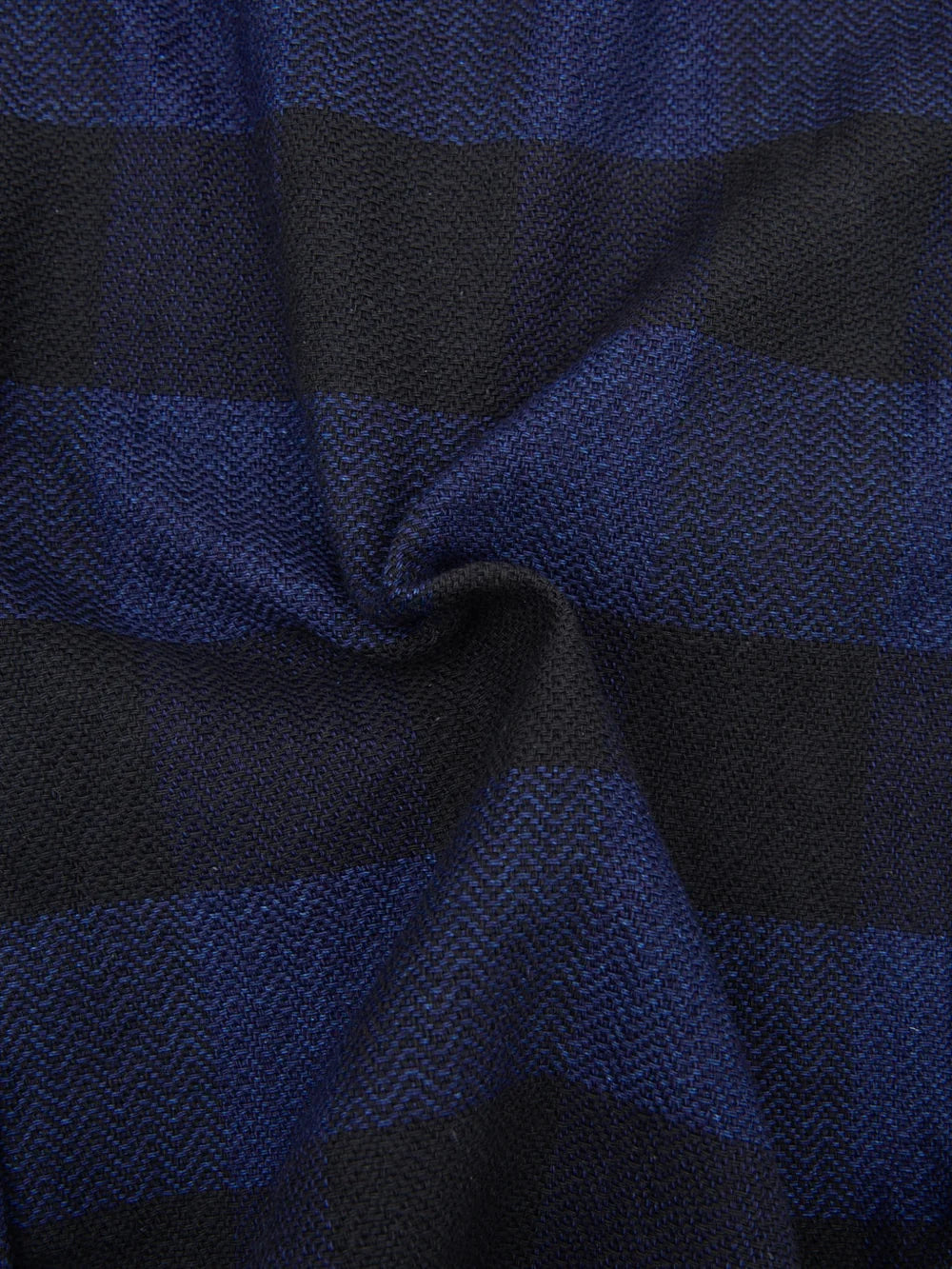 The Flat Head - Indigo Dyed Block Check Flannel Shirt Navy/Black [FN-SNR-101LSP]