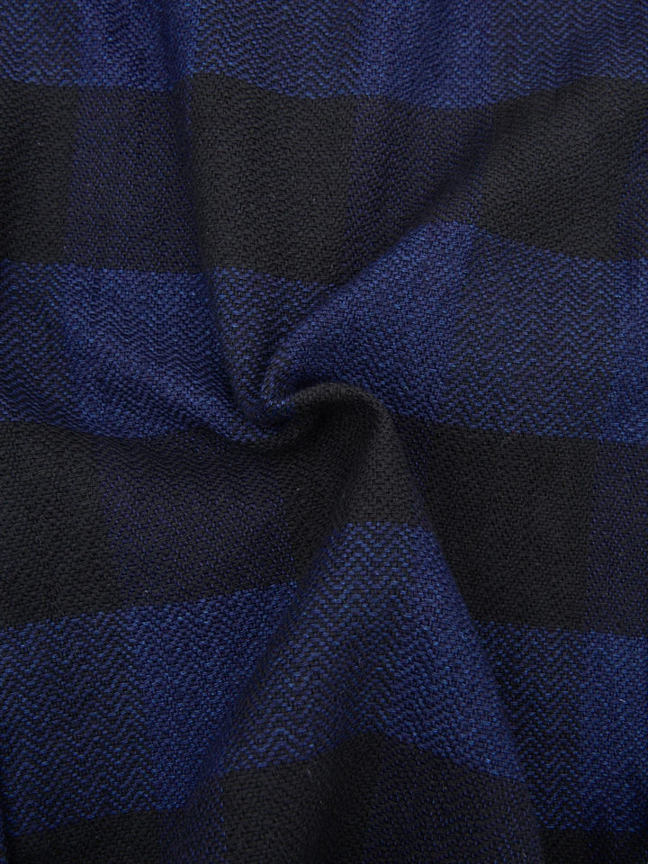 The Flat Head - Indigo Dyed Block Check Flannel Shirt Navy/Black [FN-SNR-101LSP]