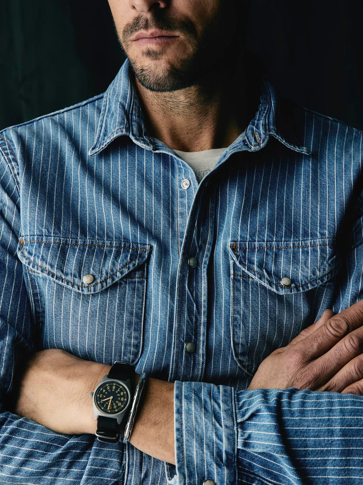 Imogene + Willie - Hayes Indigo Stripe Pearl Snap Shirt ON PREORDER*