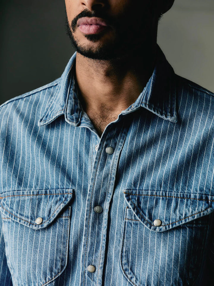 Imogene + Willie - Hayes Indigo Stripe Pearl Snap Shirt ON PREORDER*