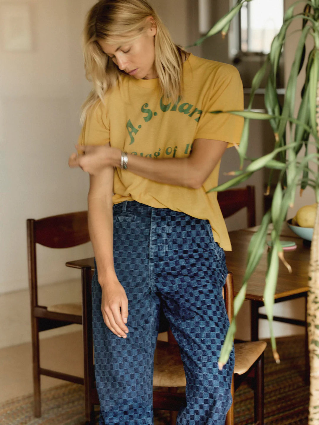 Imogene + Willie - Women's Logan Washed Indigo Check Trousers