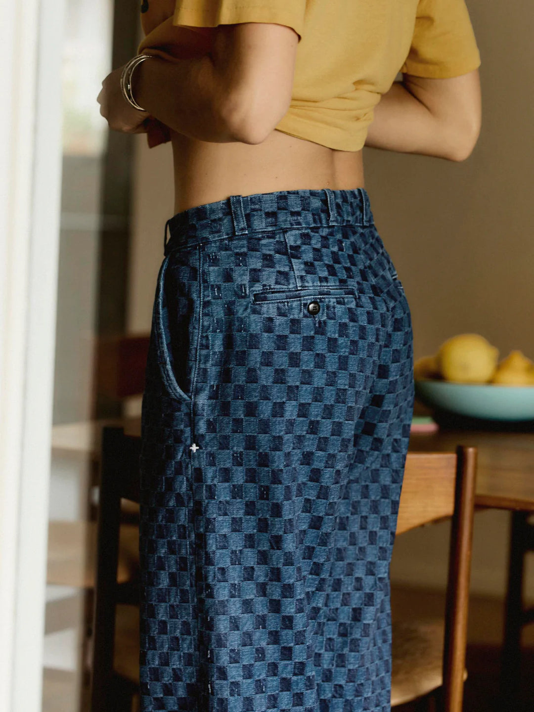 Imogene + Willie - Women's Logan Washed Indigo Check Trousers