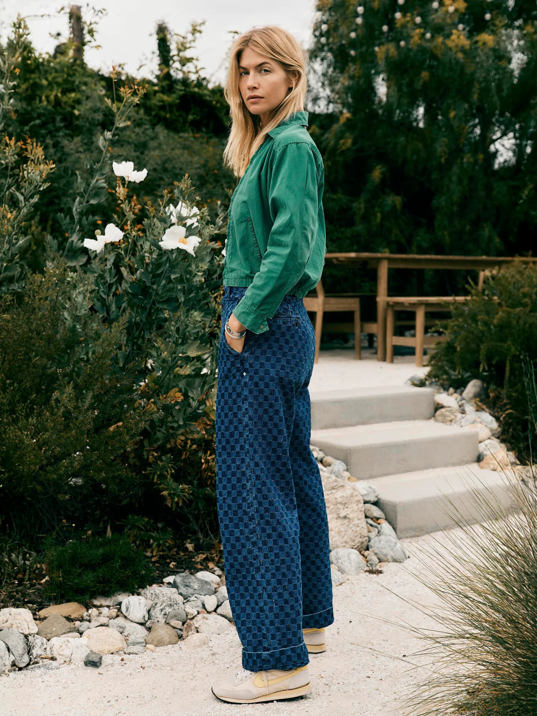 Imogene + Willie - Women's Logan Washed Indigo Check Trousers