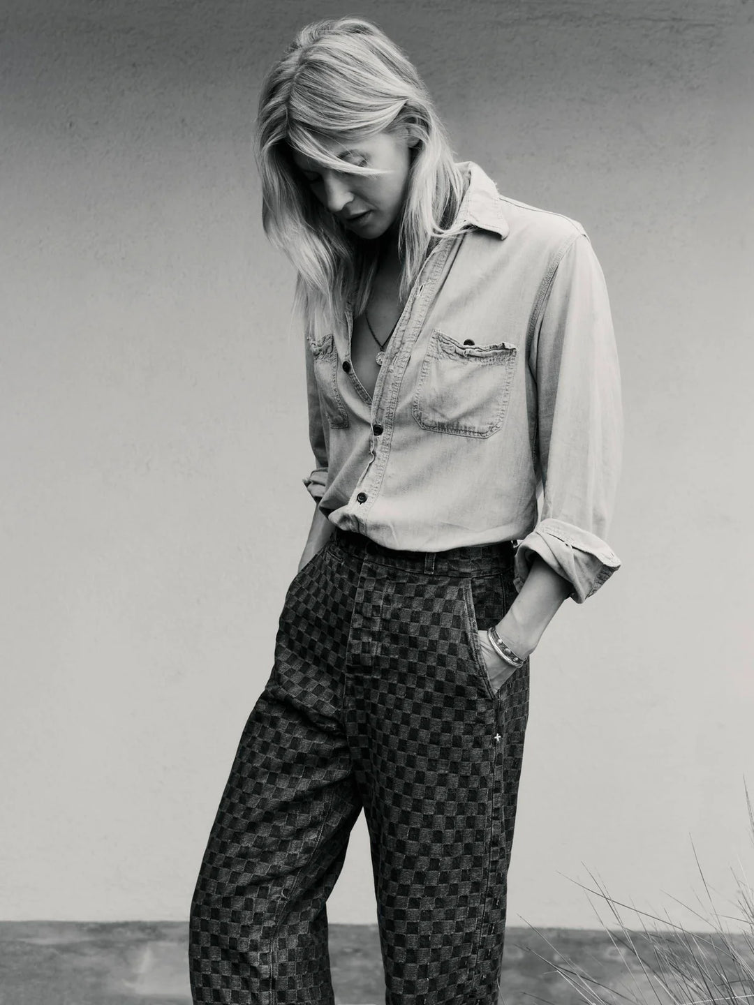 Imogene + Willie - Women's Logan Washed Indigo Check Trousers