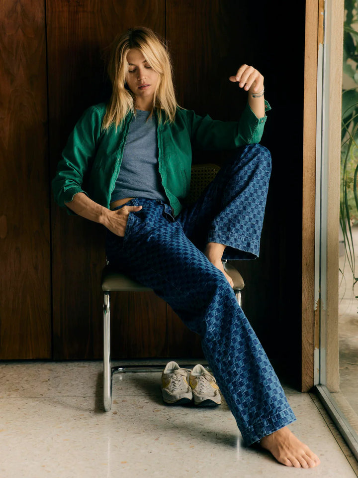 Imogene + Willie - Women's Logan Washed Indigo Check Trousers