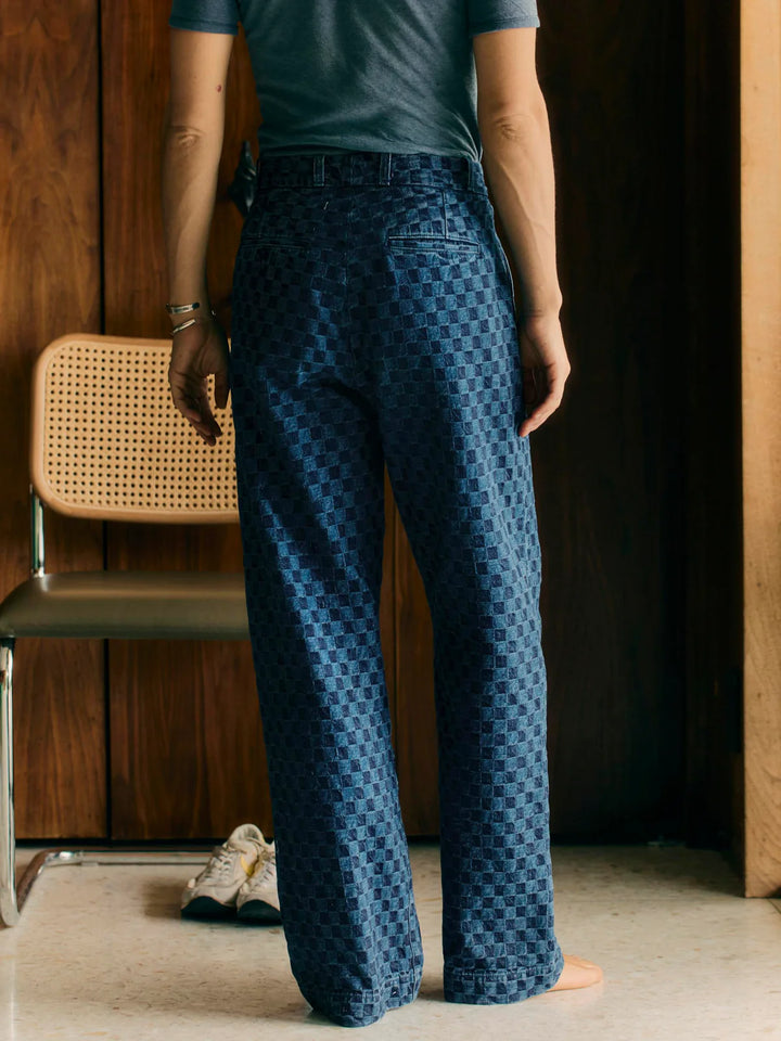 Imogene + Willie - Women's Logan Washed Indigo Check Trousers