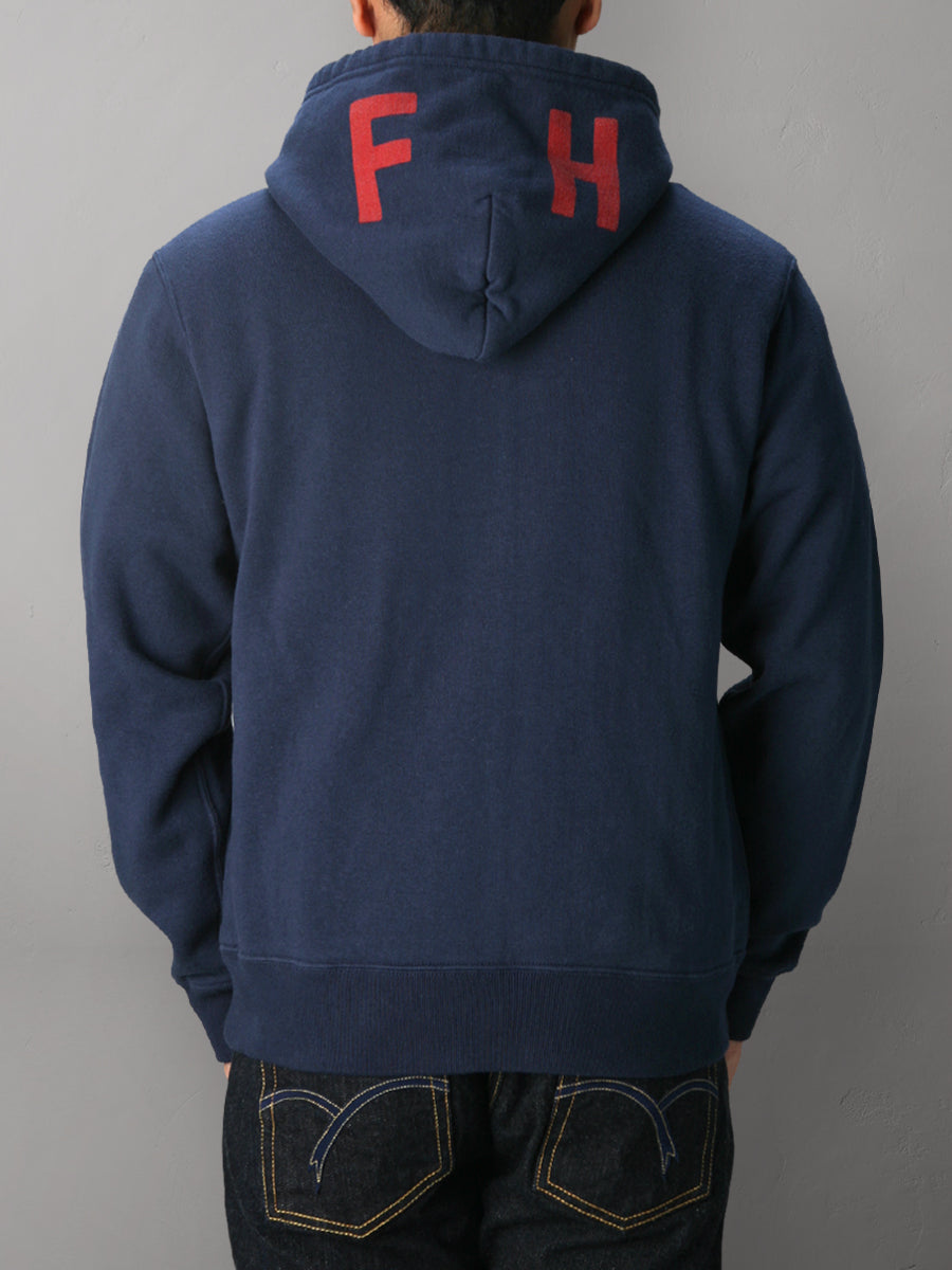 The Flat Head - Red Flames Hoody - Navy