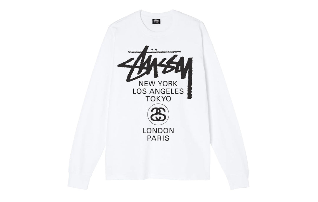 Stüssy World Tour Long Sleeve Tee Shirt White