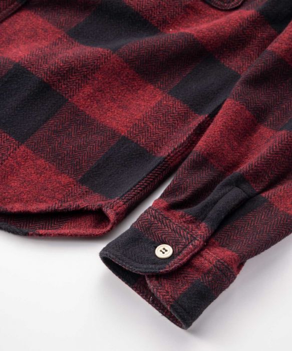 Momotaro - Original Triple Twill Herringbone Check Shirt - Red